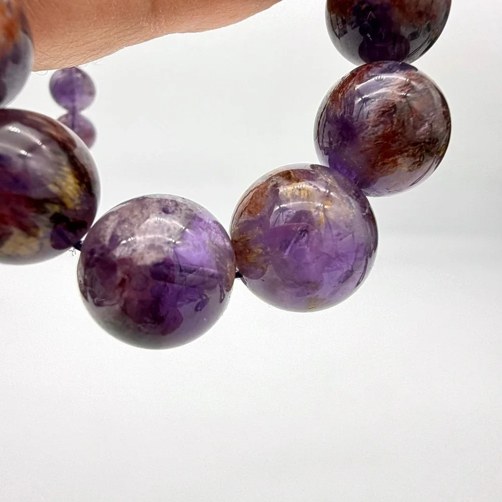 D'Joy‎ 925 Silver Sacred Seven Cacoxenite Amethyst Beaded Necklace 20